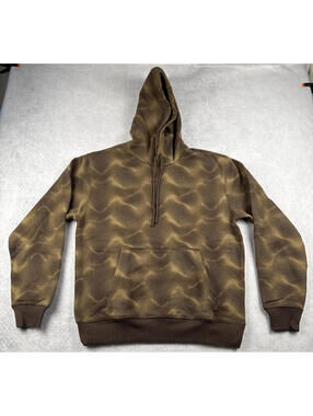 LCKR Hoodie Men Medium Brown Abstract Pullover Fleece Streetwear Sweatshirt‎ NWT